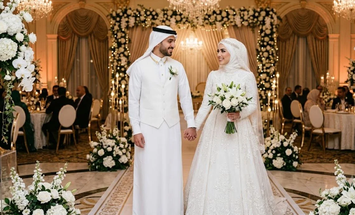 The Sacred Bond: Understanding the Islamic Marriage Ceremony Nikah and Its Spiritual Depth,a happy beautifull couple hold their hand.