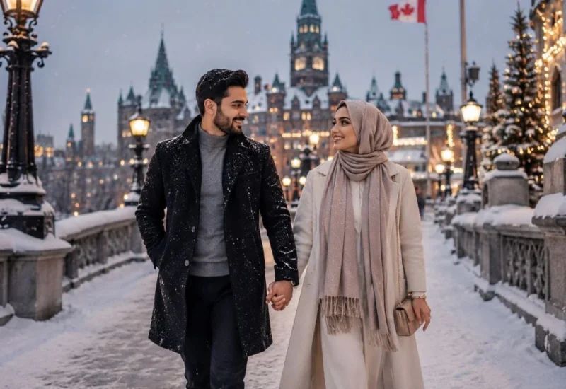 a couple hold their hand and watch themselve with love in canada.