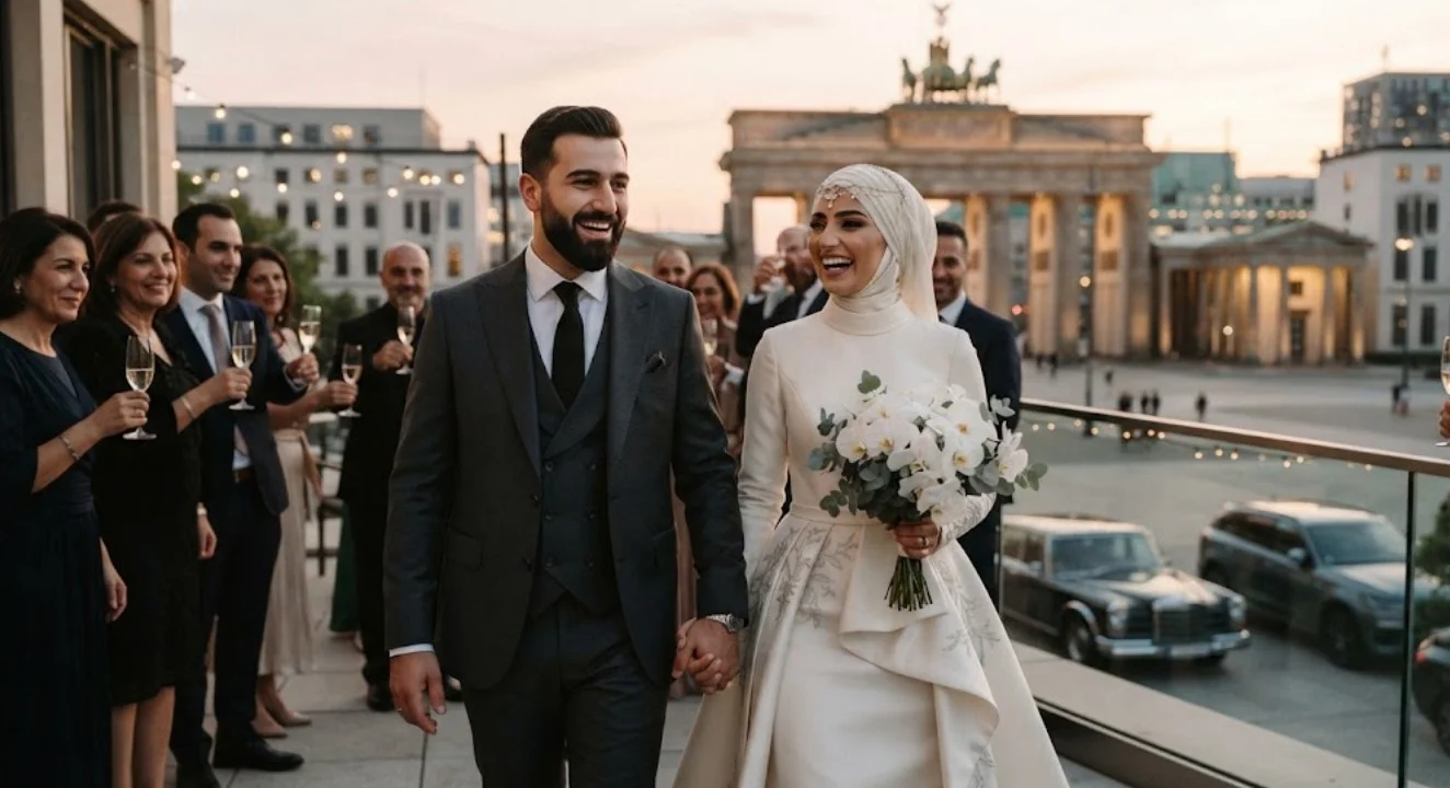 image of rich and luxury newly muslim modren wed couple of germany.muslim-marriage-app-germany