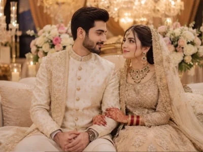a pakistani couple in their walima ceremony.