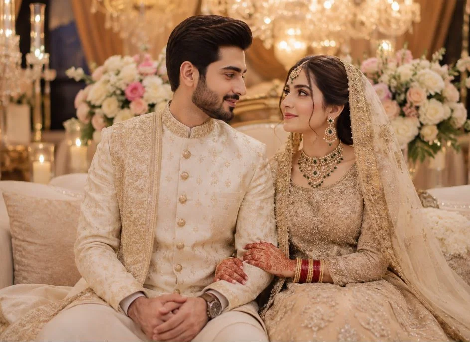 a pakistani couple in their walima ceremony.