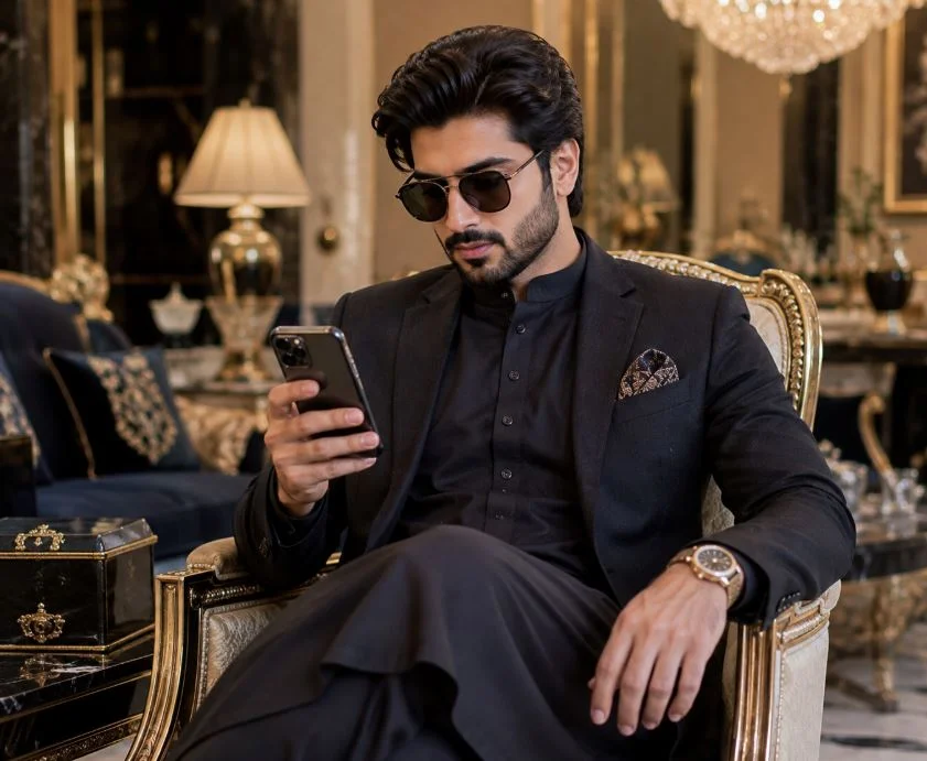 a rich pakistani man see his cell phone to find marriage app.