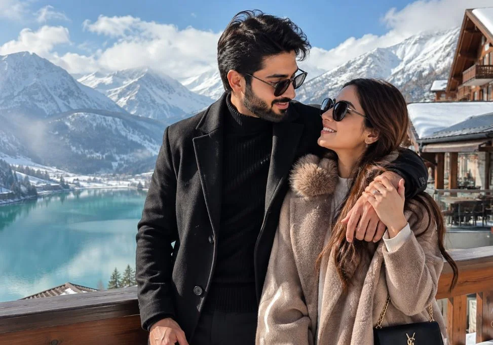 a new honey moon couple enjoy in kashmir velly.