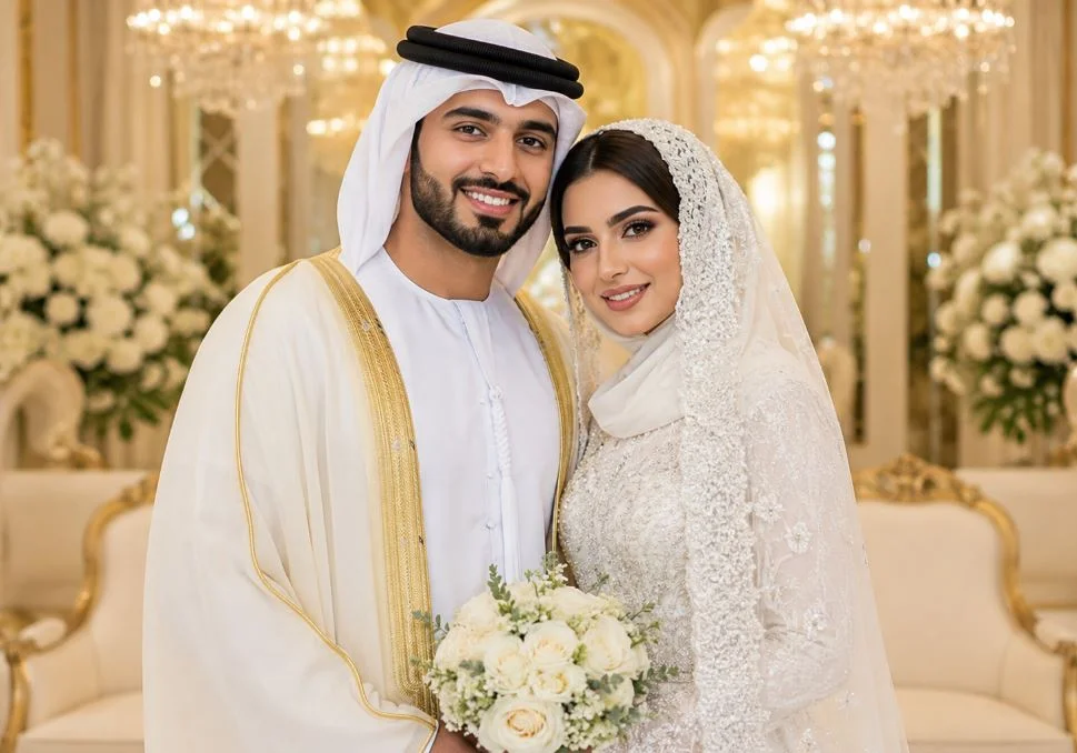 an image of UAE muslim modren young couple just merried now