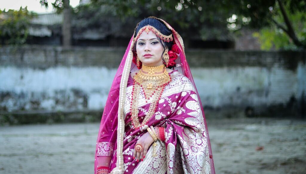 South Asian Muslim bride in traditional wedding attire