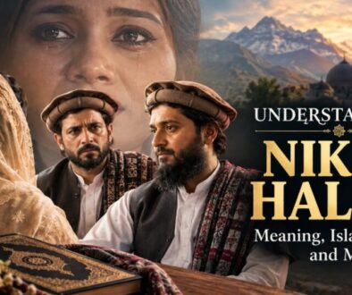 **Short alt text:** “Understanding Nikah Halala with Pashtun men, a veiled woman, and Islamic imagery.”