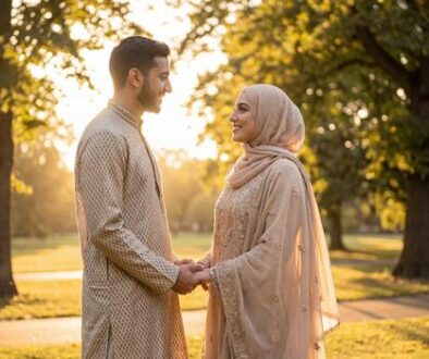 Single Muslim couple meeting respectfully for halal matchmaking in Dubai